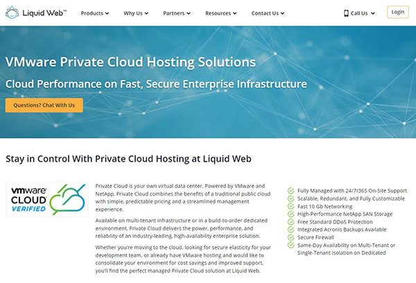 Liquid Web VMware Private Cloud Product Page.