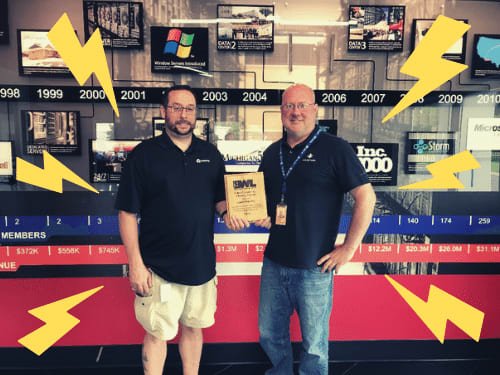 Aaron and Kearn Reif receive the Kilowatt Award in 2019.