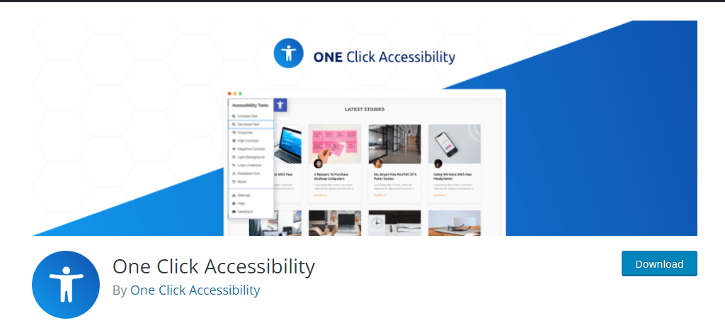 One Click Accessibility is one of the best accessibility plugins for WordPress