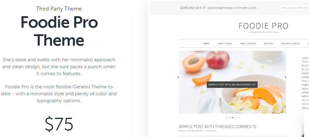 Foodie Pro is a great restaurant theme for WordPress