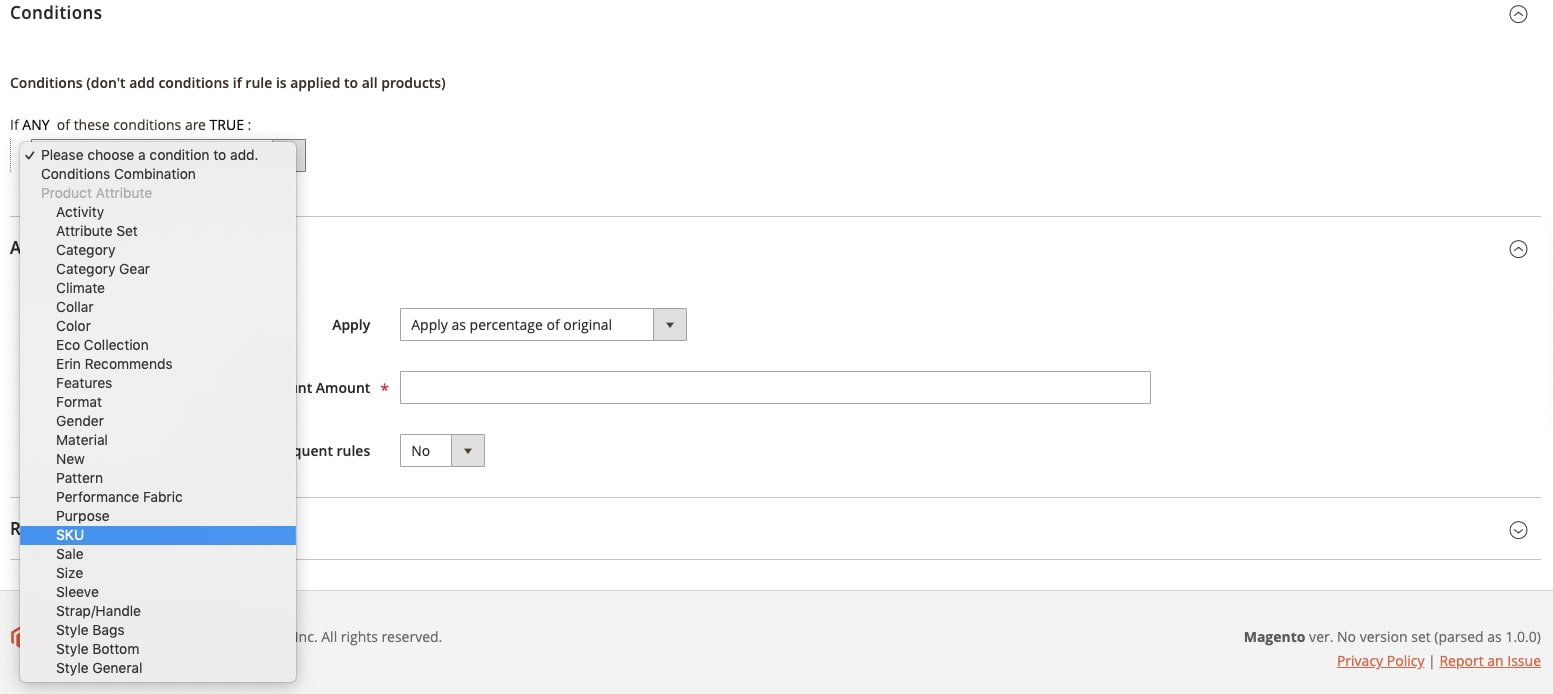 This Magento tutorial introduces conditional price rules across multiple SKUs.