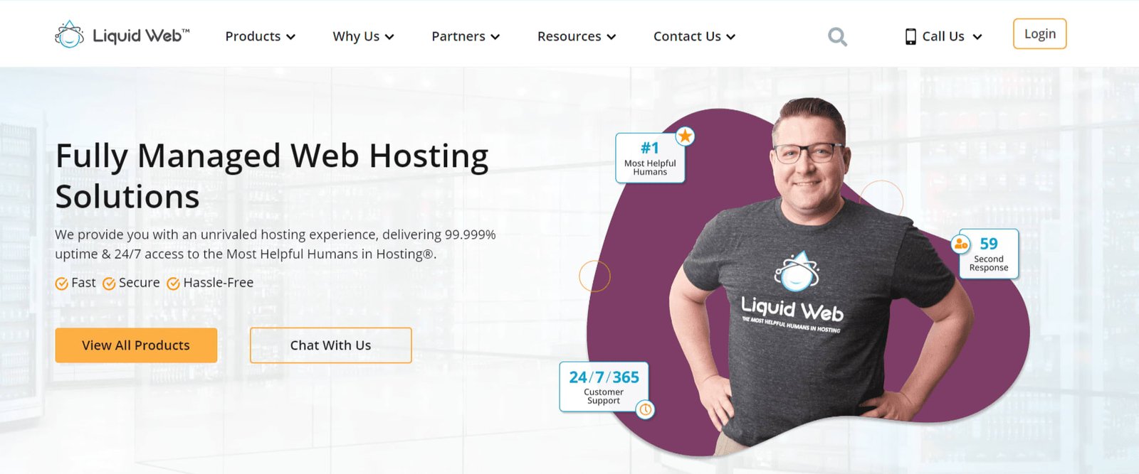 Liquid Web’s fully managed web hosting landing page.