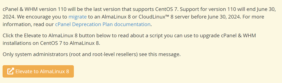 How to deal with cPanel CentOS 7 EOL?