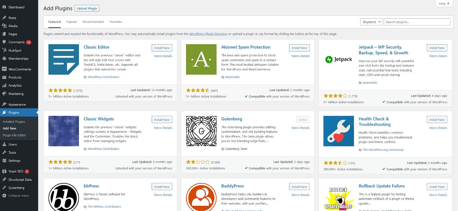 Screenshot of the WordPress Plugin Page.