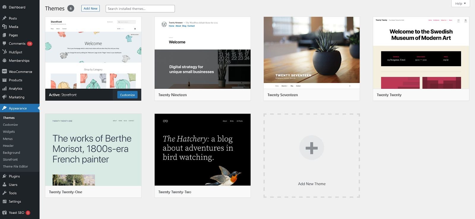 Image of the WordPress Theme Editor.